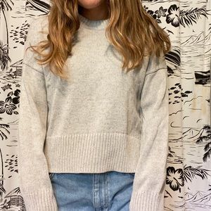 Everlane The Soft Cotton Square Crew Gray Sweater